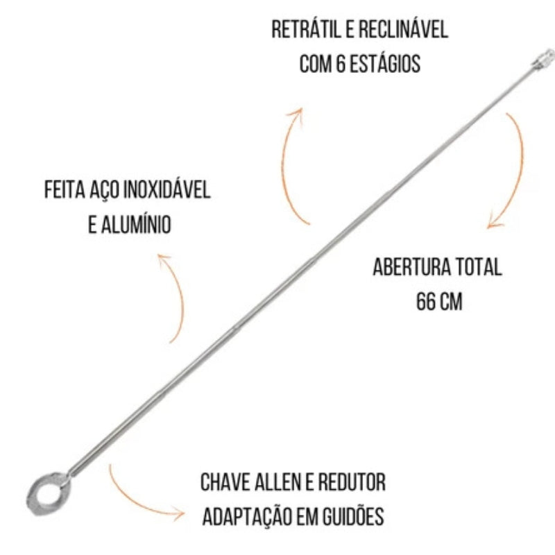 Antena Para Moto Corta Pipa Moto Retrátil Anti Cerol Aço Inox Guidão