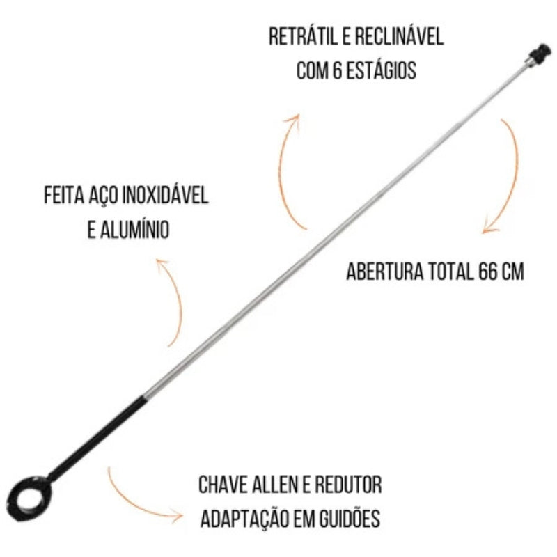 Antena Para Moto Corta Pipa Moto Retrátil Anti Cerol Aço Inox Guidão